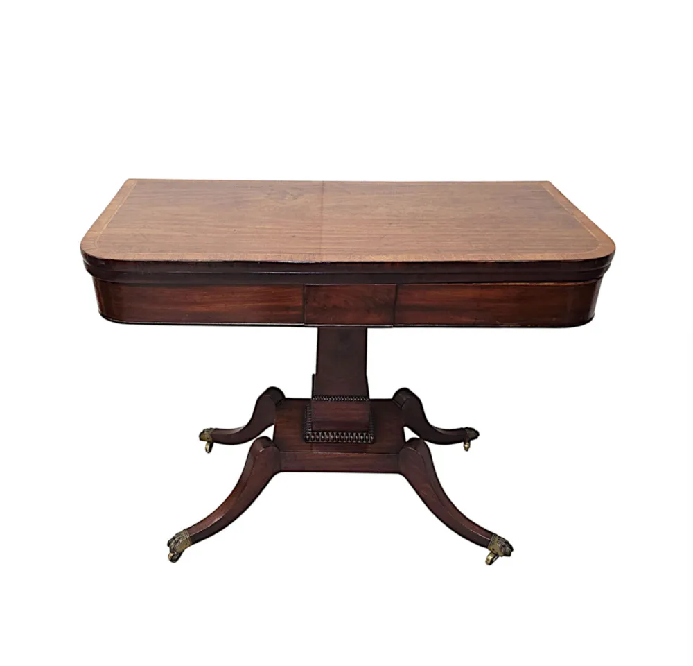 A  Stunning Early 19th Century Regency Cross Banded Turn Over Leaf Card Table