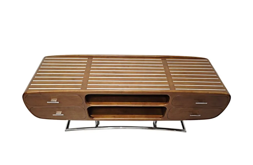 A Fabulous Mid Century Design Handmade Walnut and Chrome Side or Television Cabinet
