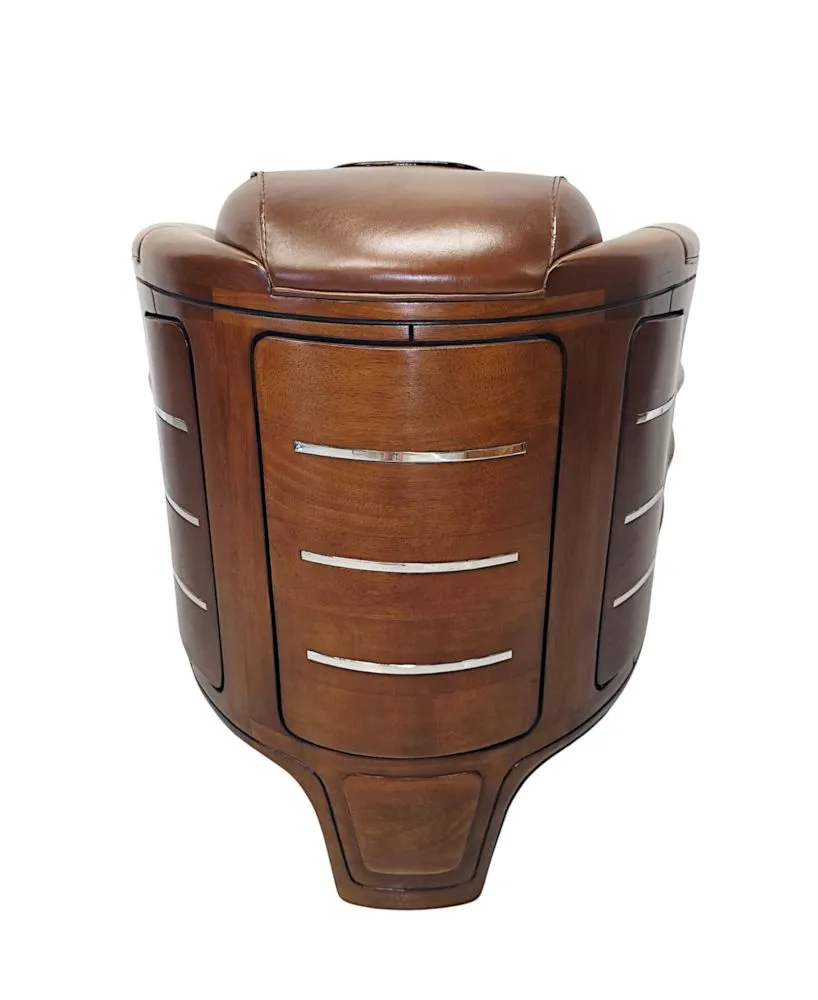 A Very Fine Art Deco Design Walnut and Leather Club Armchair