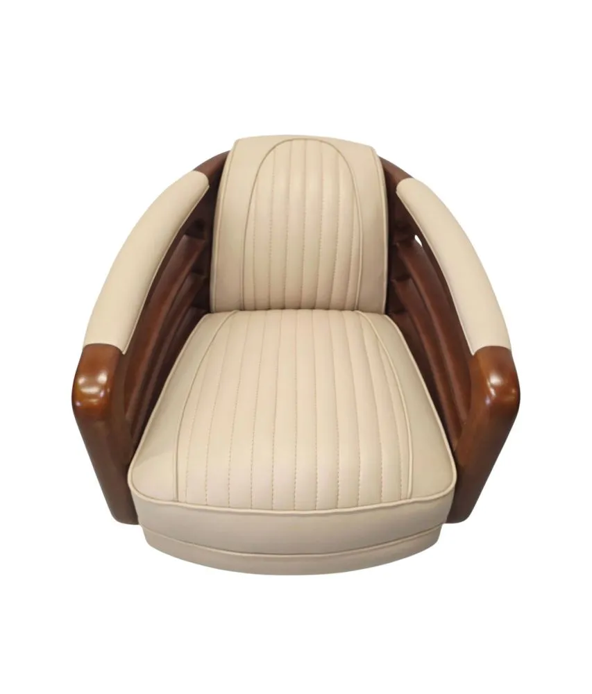  A Stunning Handmade Leather Walnut and Chrome Revolving Armchair