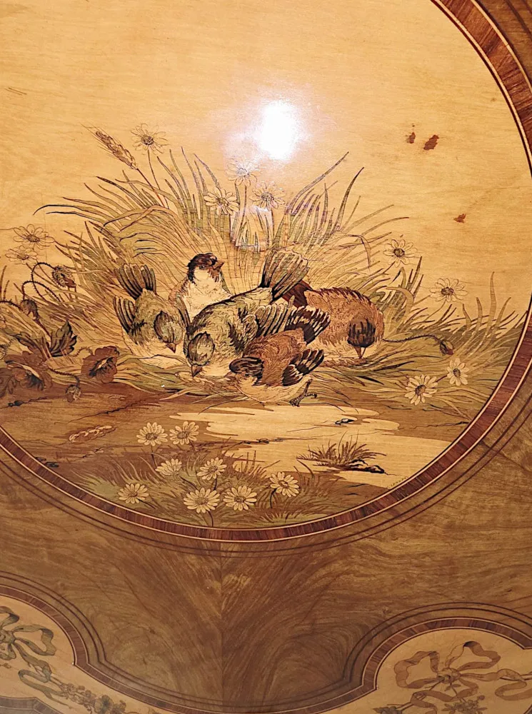 A Very Rare 19th Century Olive Wood Marquetry Inlaid Flip Top Table