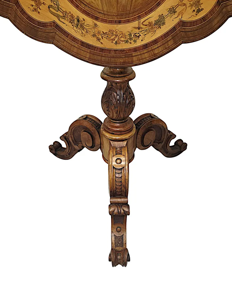 A Very Rare 19th Century Olive Wood Marquetry Inlaid Flip Top Table