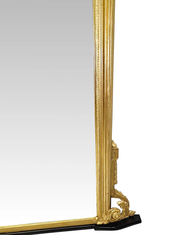 A Fabulous Large 19th Century Archtop Giltwood Overmantel Mirror