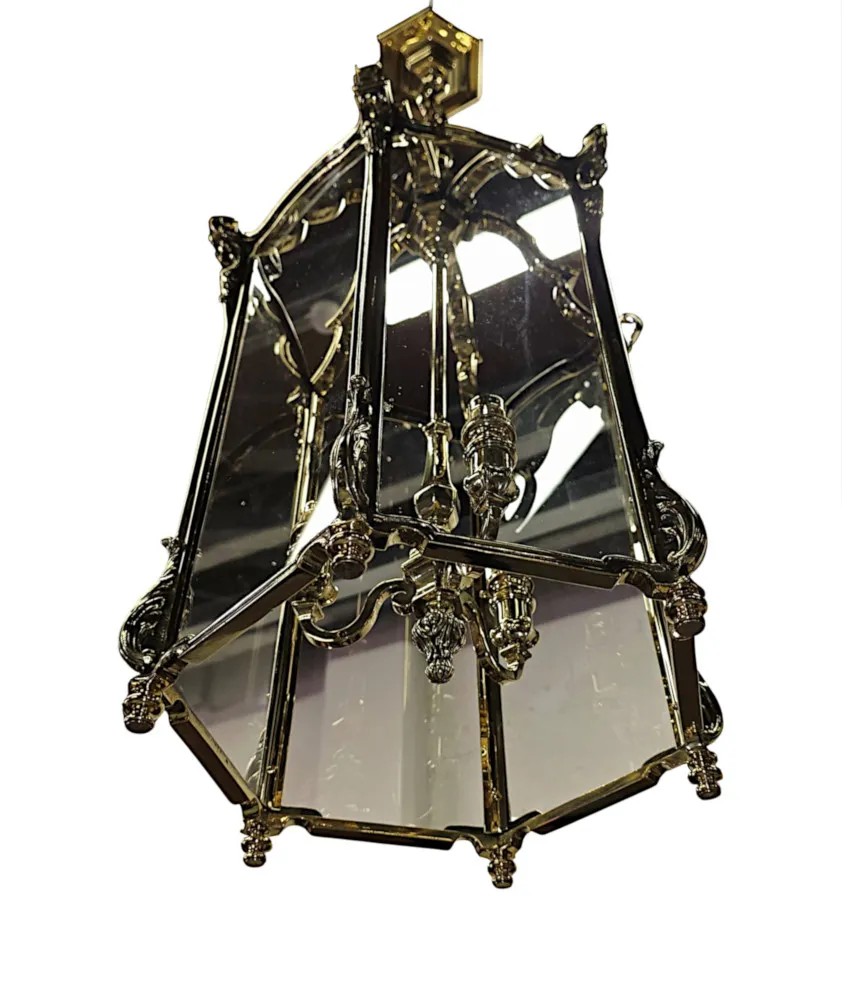 A Stunning Early 20th Century Fully Restored Heavy Brass Lantern