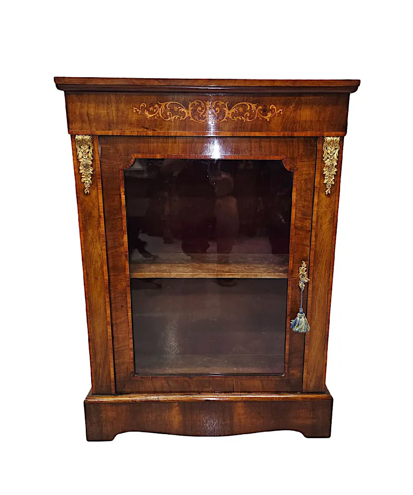 A Very Fine 19th Century Inlaid Pier Cabinet Bookcase or Display Case