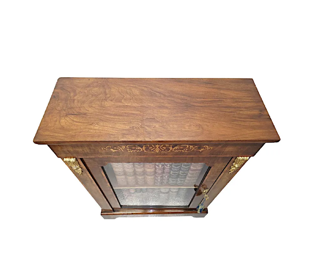 A Very Fine 19th Century Inlaid Pier Cabinet Bookcase or Display Case