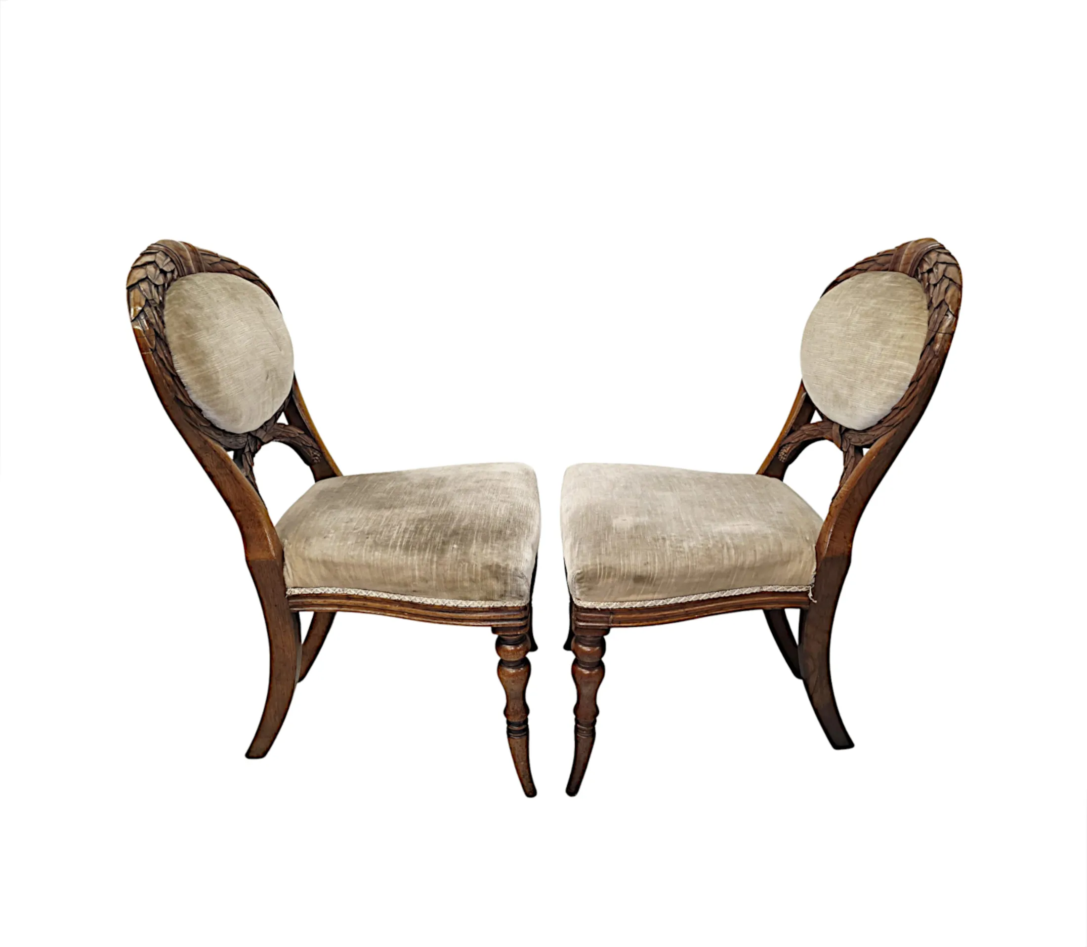 A Very Fine Set of Four 19th Century Irish Solid Oak Dining Chairs Stamped 'Strahan' of Dublin