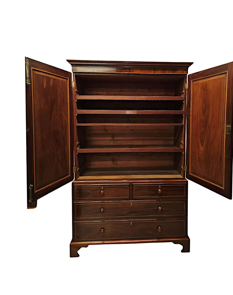A Very Fine Early 19th Century Inlaid Linen Press 