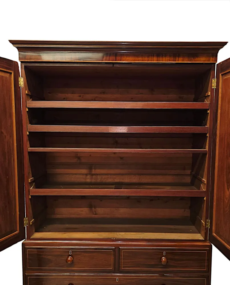 A Very Fine Early 19th Century Inlaid Linen Press 