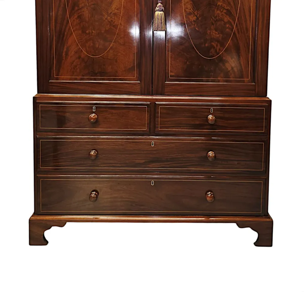 A Very Fine Early 19th Century Inlaid Linen Press 