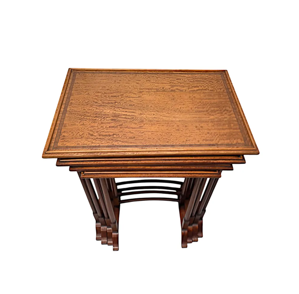 A Very Rare Edwardian Inlaid Satinwood Nest of Four tables 