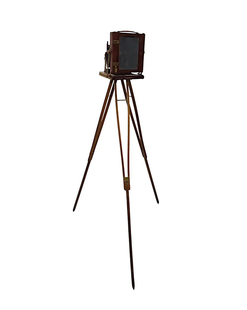 A Very Fine Circa 1900 Double Racked Focus Half plate Camera on Oak Tripod by Benetfink & Co, Cheapside, London