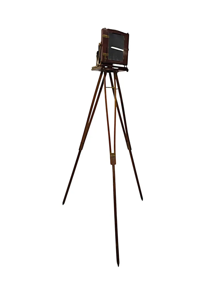 A Very Fine Circa 1900 Double Racked Focus Half plate Camera on Oak Tripod by Benetfink & Co, Cheapside, London