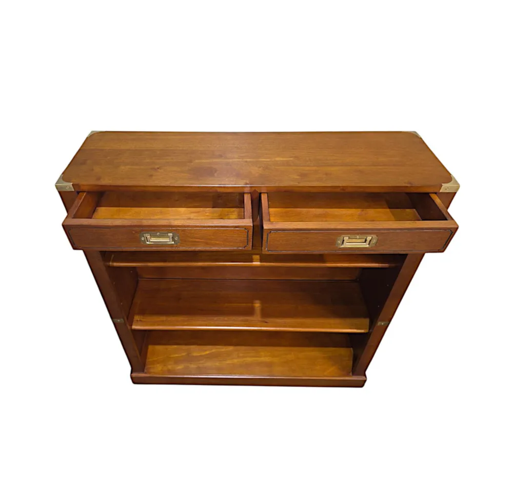 A Fabulous Brass Mounted Campaign Style Open Bookcase