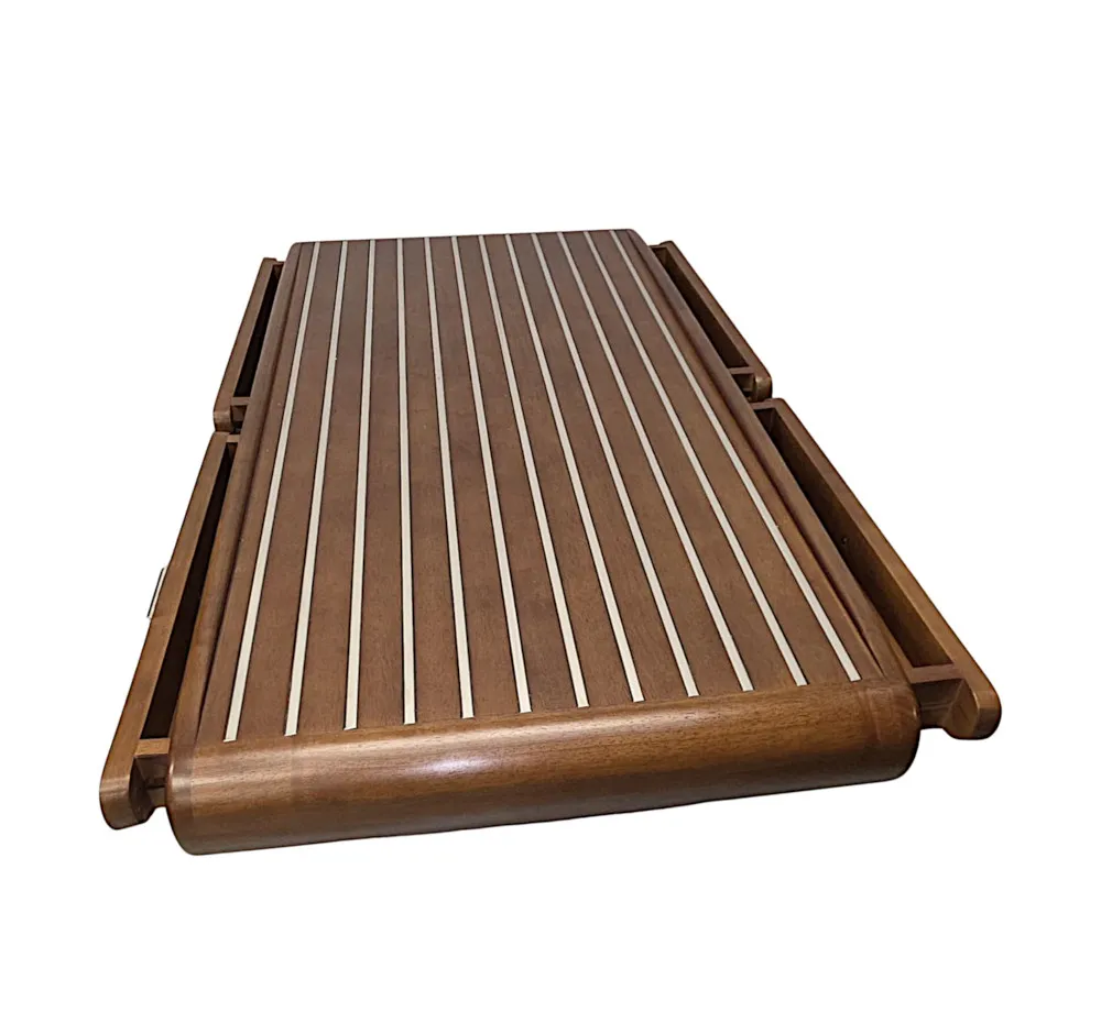 A Stunning Mid Century Design Walnut and Chrome Coffee Table with Four Drawers