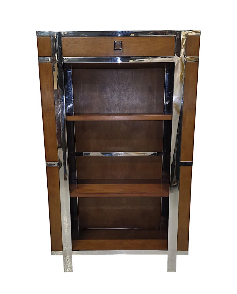 A Fabulous Chrome Mounted Open Bookcase