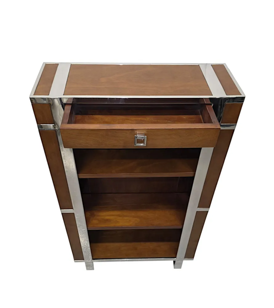 A Fabulous Chrome Mounted Open Bookcase