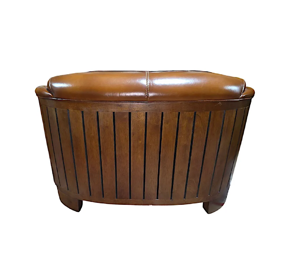  A Fabulous Art Deco Style Leather and Walnut Two Seater Couch