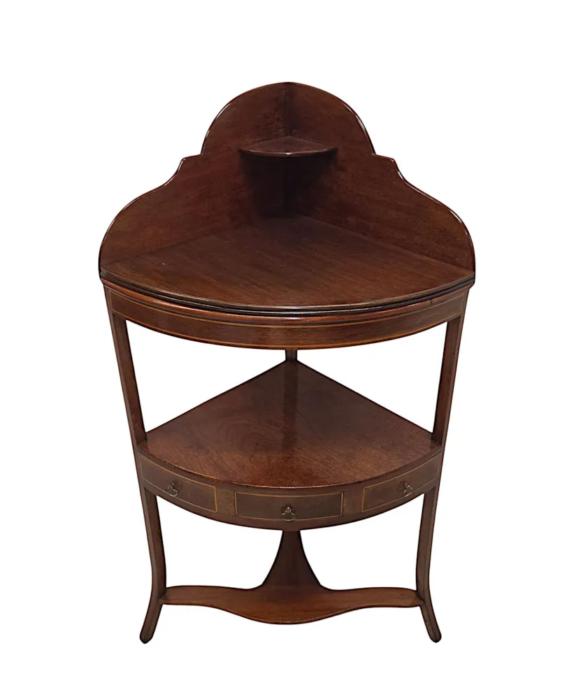 A Fabulous Georgian Inlaid Corner Table or Wash Stand