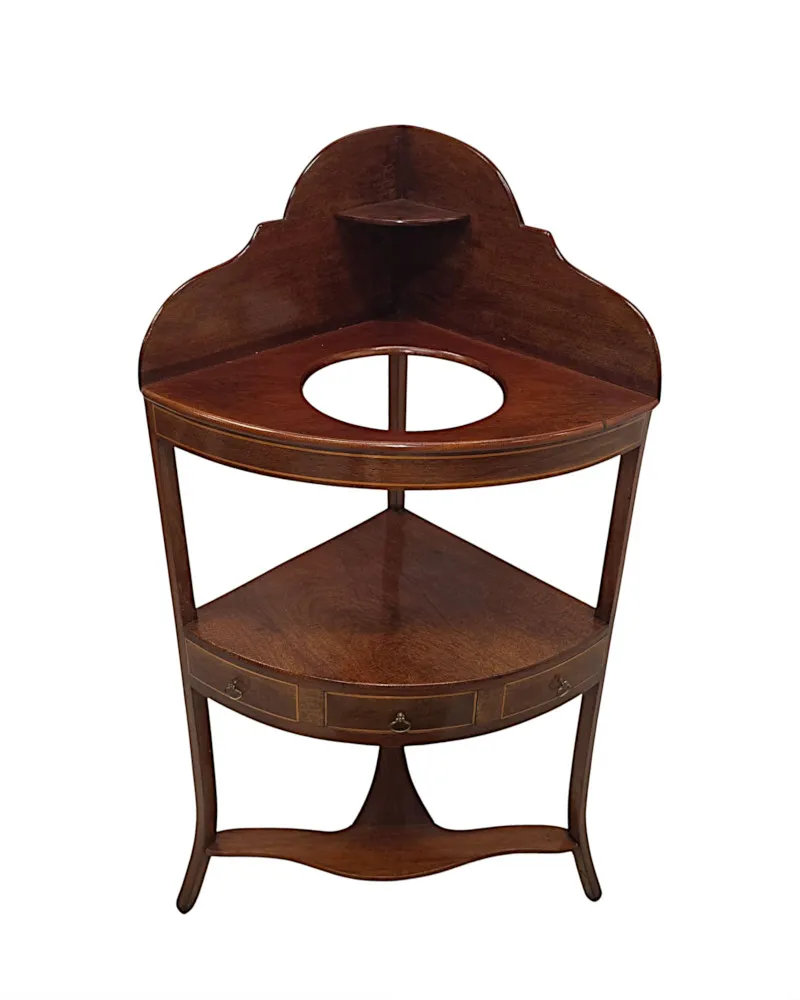 A Fabulous Georgian Inlaid Corner Table or Wash Stand