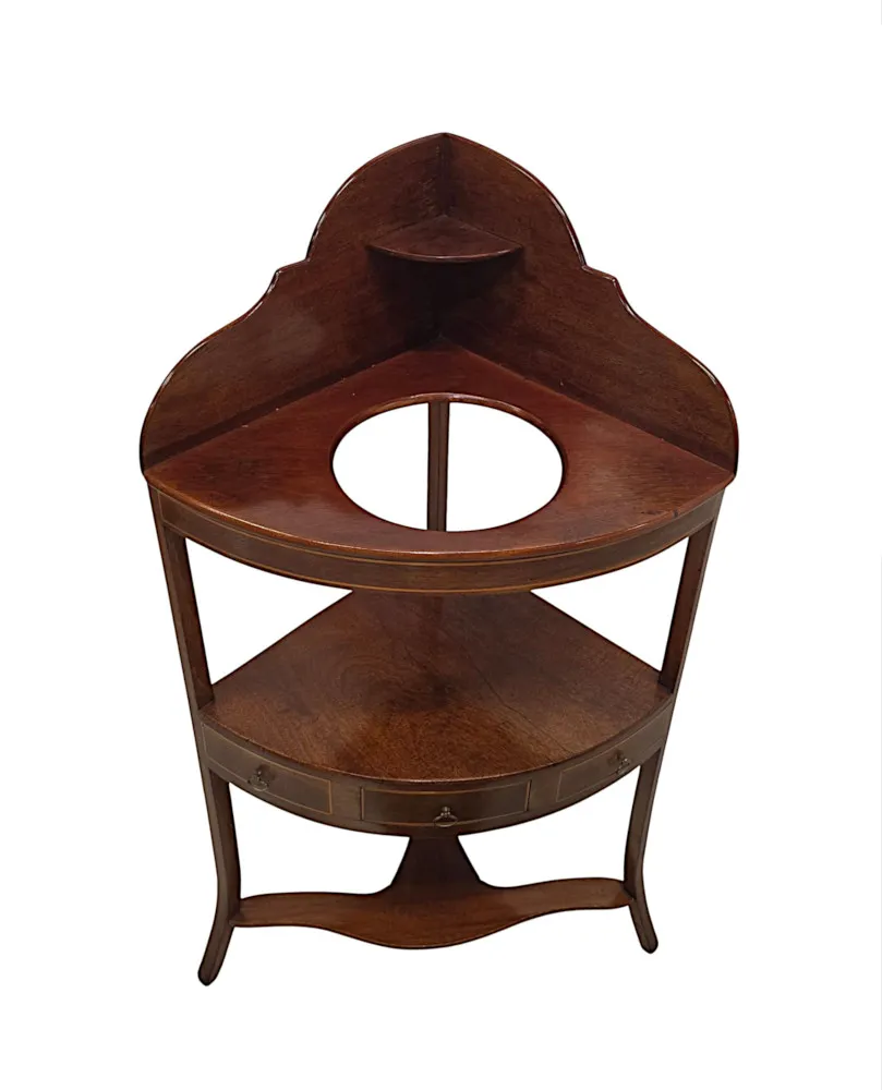 A Fabulous Georgian Inlaid Corner Table or Wash Stand