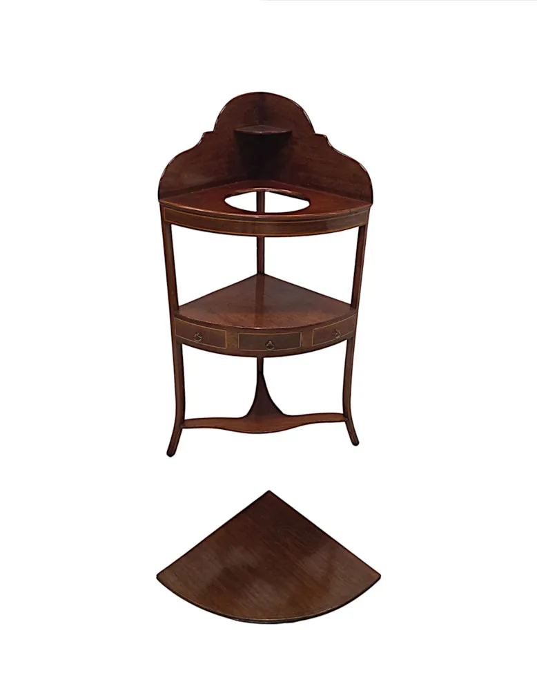 A Fabulous Georgian Inlaid Corner Table or Wash Stand