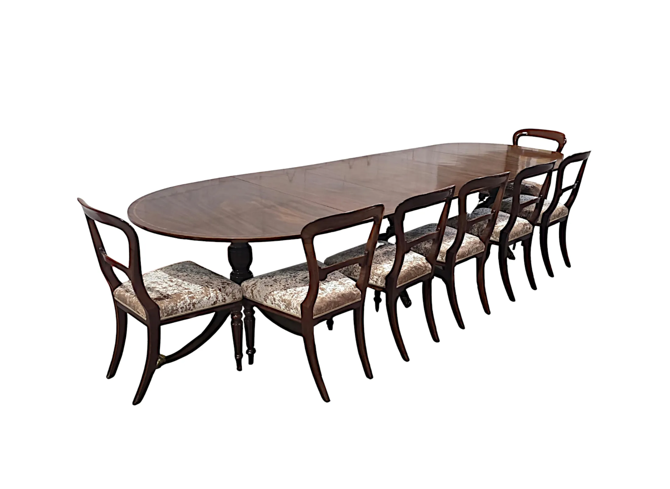 A Stunning Late 19th Century Inlaid D-End Twelve Seater Dining Table