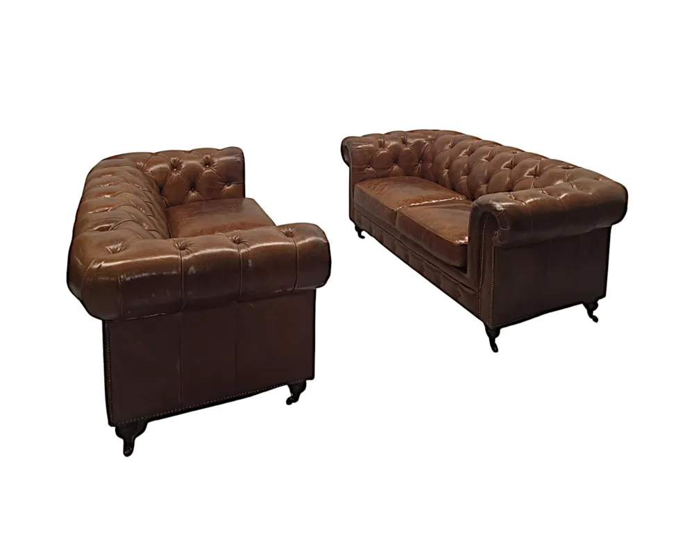 A Fabulous Leather Chesterfield Two Seater Couch in the Victorian Manner