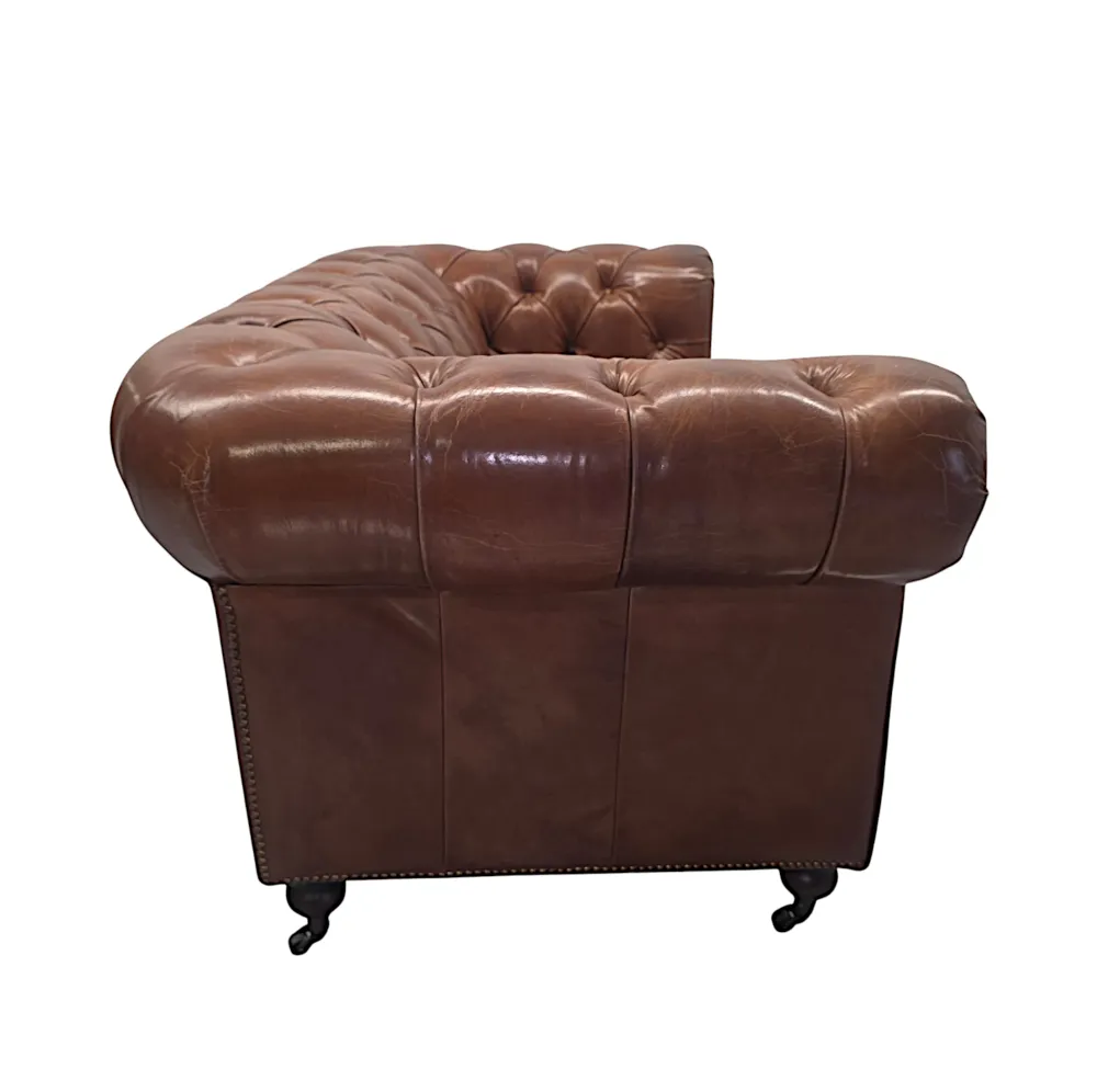 A Fabulous Leather Chesterfield Two Seater Couch in the Victorian Manner