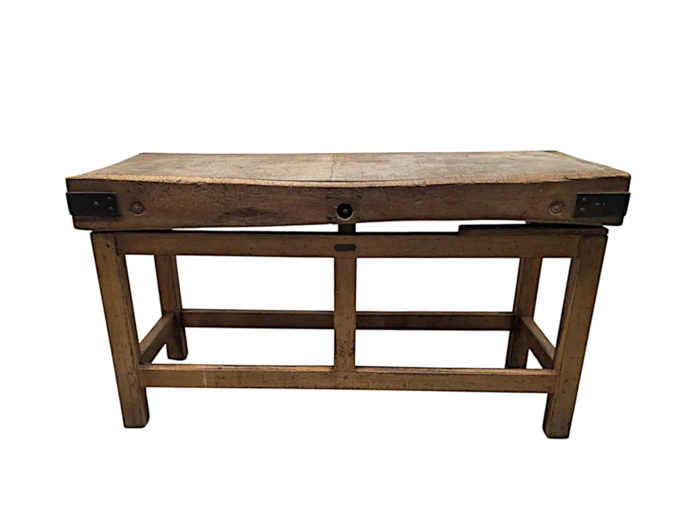 A Very Rare Late 19th Century Large Size Butcher Block