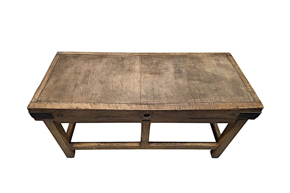 A Very Rare Late 19th Century Large Size Butcher Block