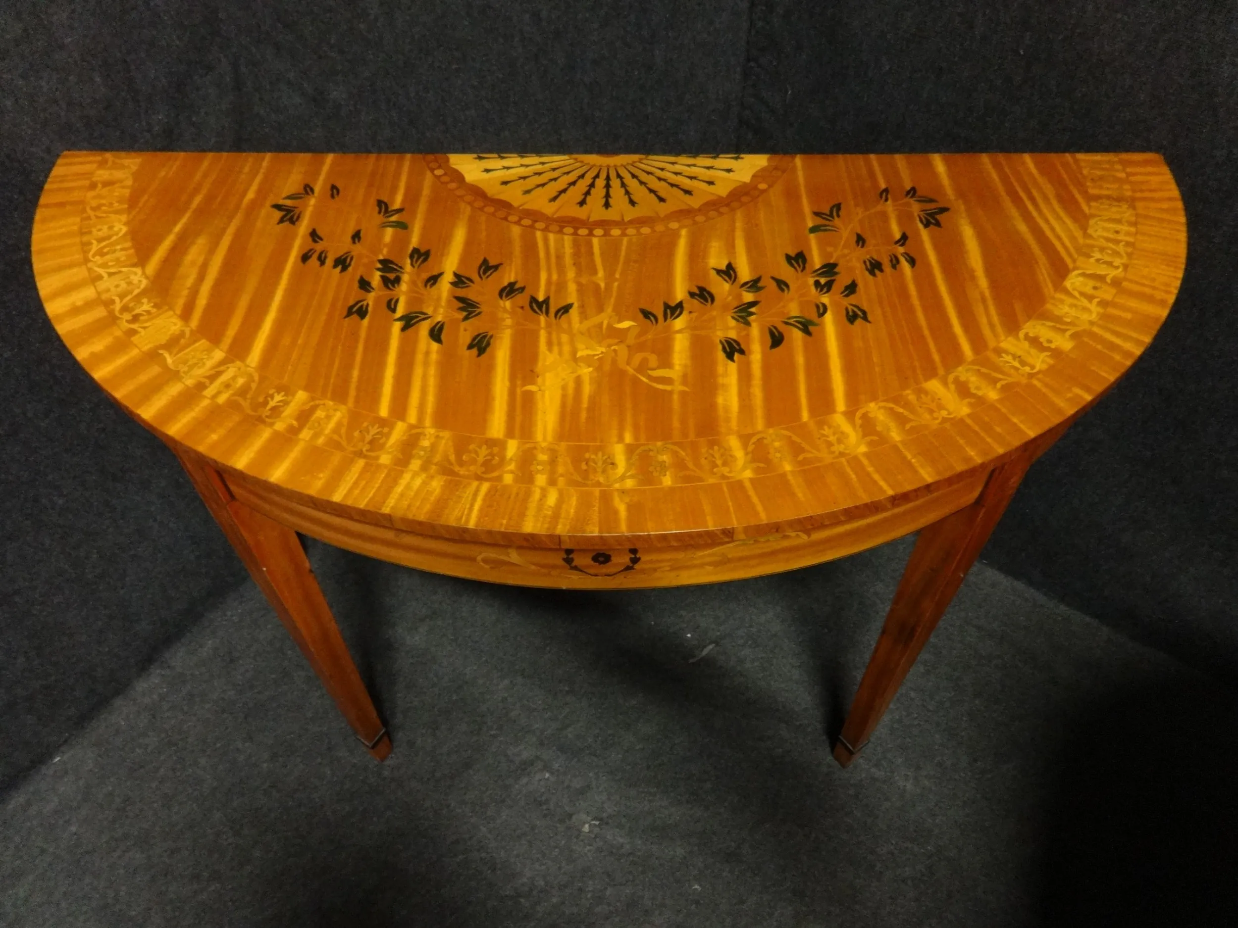 Pair of Satinwood Demi-lune Tables