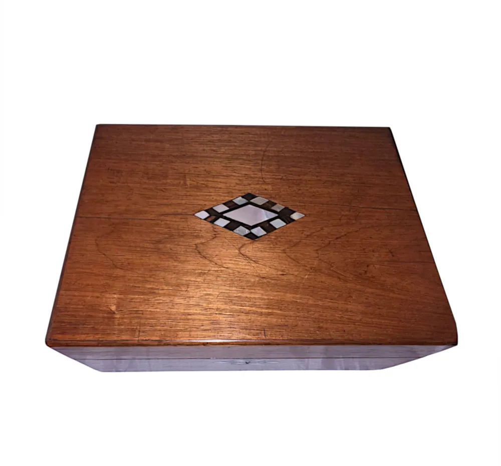  A Fabulous 19th Century Mother of Pearl Inlaid Jewellery Box or Work Box