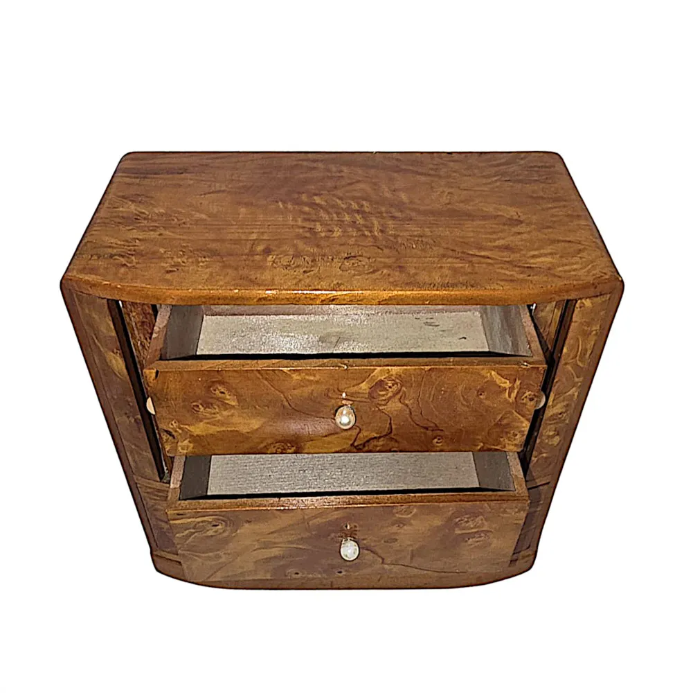  A Stunning Mid Century Design Satinwood Miniature Chest or Jewellery Box