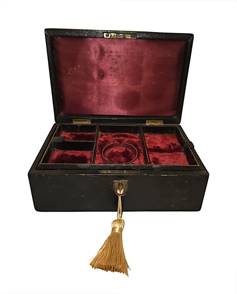 A Lovely 19th Century Leather Bound Jewellery Box