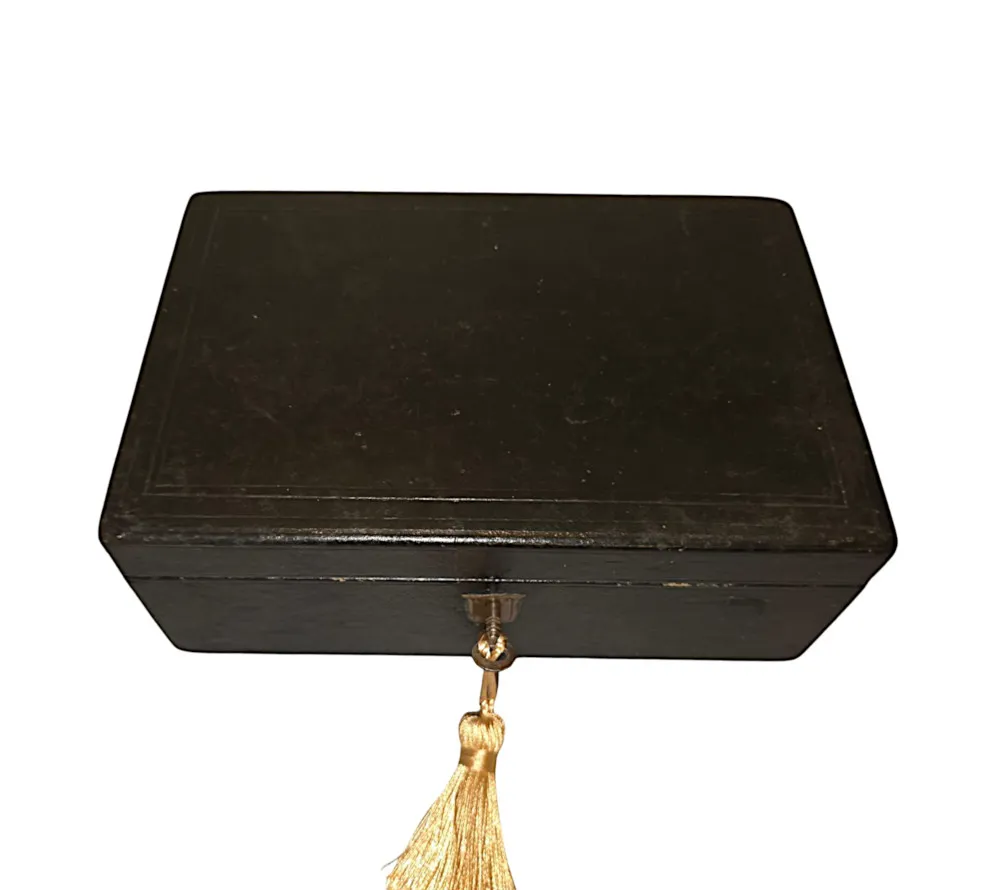 A Lovely 19th Century Leather Bound Jewellery Box