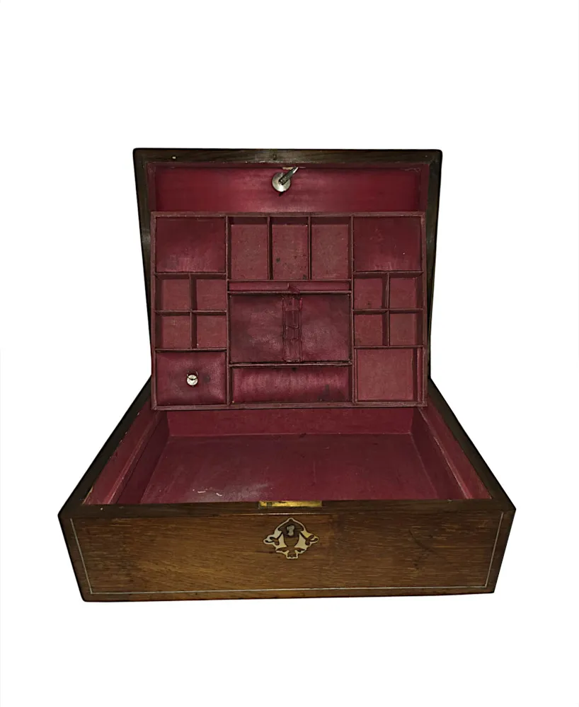 A Gorgeous 19th Century Mother of Pearl Inlaid Jewellery or Work Box