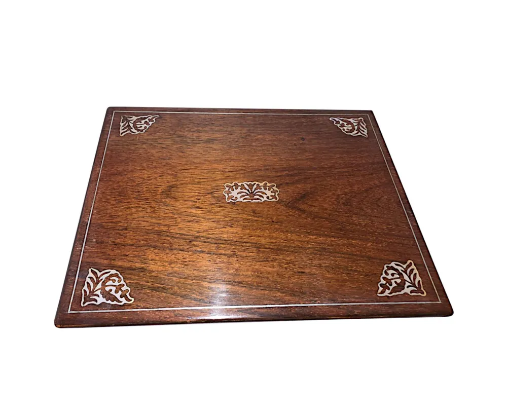 A Gorgeous 19th Century Mother of Pearl Inlaid Jewellery or Work Box