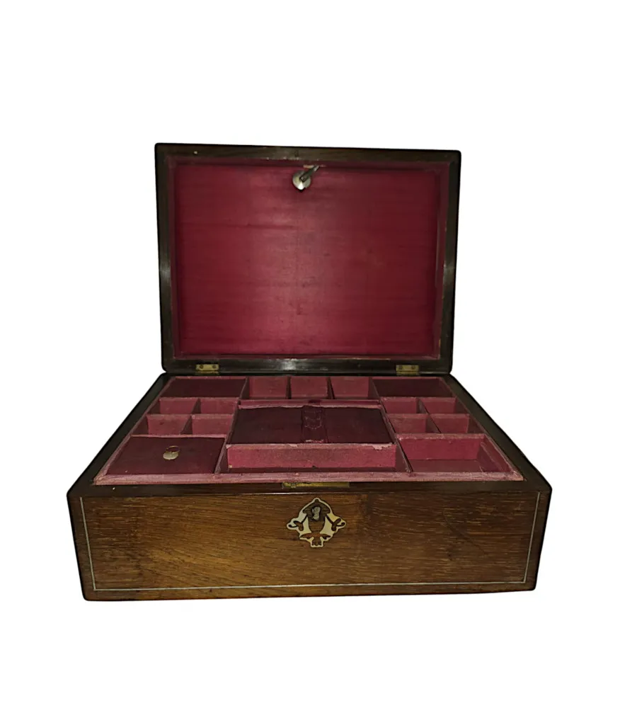 A Gorgeous 19th Century Mother of Pearl Inlaid Jewellery or Work Box