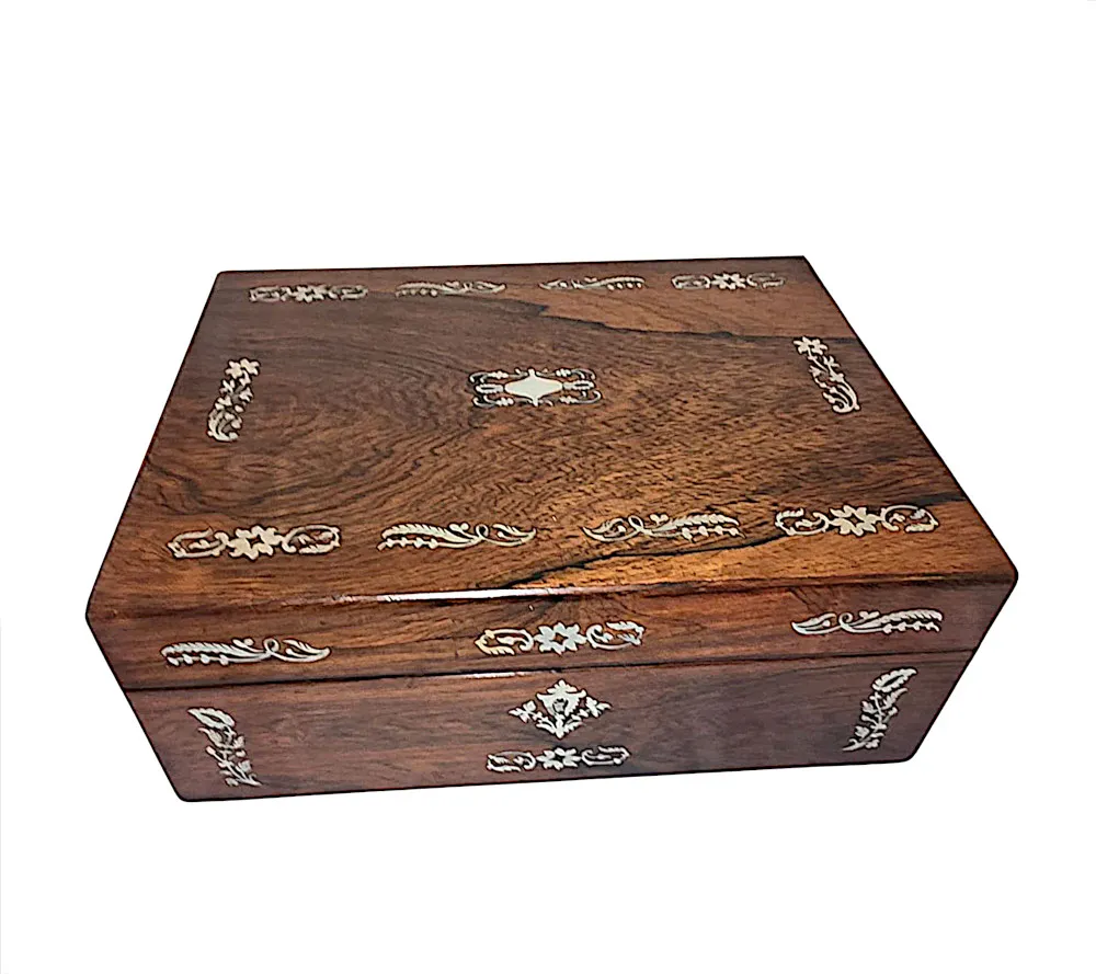 A Beautiful 19th Century Mother of Pearl Inlaid Jewellery Box